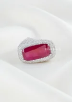 Red Gemstone Diamond Ring (Silver) RING02426