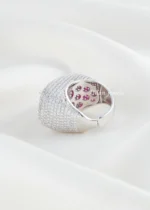 Red Gemstone Diamond Ring (Silver) RING02426 - Image 3