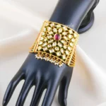 Red Gold Plated Kundan Bracelet- BRA002794