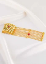 Red Gold Plated Kundan Bracelet- BRA002794 - Image 2