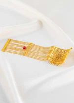 Red Gold Plated Kundan Bracelet- BRA002794 - Image 3