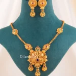 Red Green Antique Gold Plated Traditional Necklace Set- NEC002756