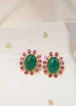 Red & Green Studs (Yellow Gold) EAR000554