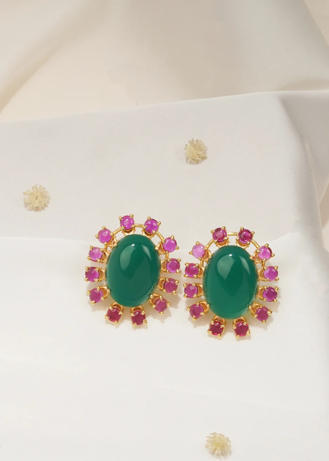 Red-Green-Studs-Yellow-Gold-EAR000554a Red & Green Studs (Yellow Gold) EAR000554 - Image 1