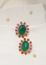 Red & Green Studs (Yellow Gold) EAR000554 - Image 2