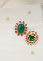 Red & Green Studs (Yellow Gold) EAR000554 - Image 3