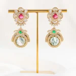 Red Green Victorian Finish Diamond Earrings- EAR002868