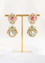 Red Green Victorian Finish Diamond Earrings- EAR002868