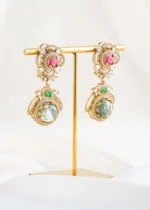 Red Green Victorian Finish Diamond Earrings- EAR002868 - Image 2