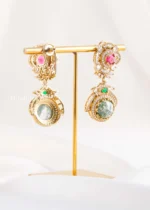 Red Green Victorian Finish Diamond Earrings- EAR002868 - Image 3