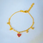 Red Heart Charm Bracelet (Yellow Gold) BRA001328