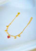 Red Heart Charm Bracelet (Yellow Gold) BRA001328 - Image 2