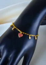 Red Heart Charm Bracelet (Yellow Gold) BRA001328 - Image 3