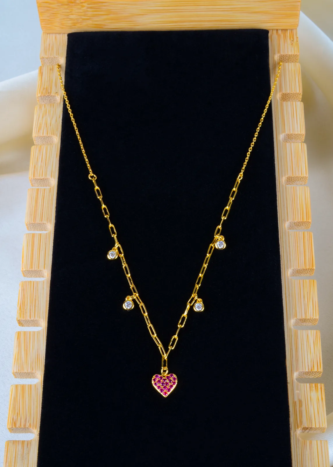 Red-Heart-Charm-Necklace-Yellow-Gold-NEC001337a Red Heart Charm Necklace (Yellow Gold) NEC001337 - Image 1