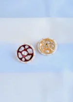 Red Meenakari Kundan Earrings (Yellow Gold) EAR000854 - Image 3