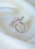 Red Shimmer Cocktail Ring (Silver) RING01397 - Image 3