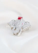 Red Silver Plated Diamond Brooch- BRO002779 - Image 2