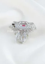 Red Silver Plated Diamond Brooch- BRO002779 - Image 3
