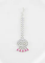Red Silver Plated Diamond Maangtika- ACC002813