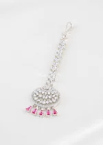 Red Silver Plated Diamond Maangtika- ACC002813 - Image 2