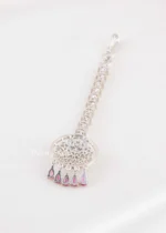 Red Silver Plated Diamond Maangtika- ACC002813 - Image 3