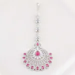 Red Silver Plated Diamond Maangtika- ACC002816