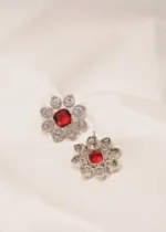 Red Statement Studs (Silver) EAR000437 - Image 4