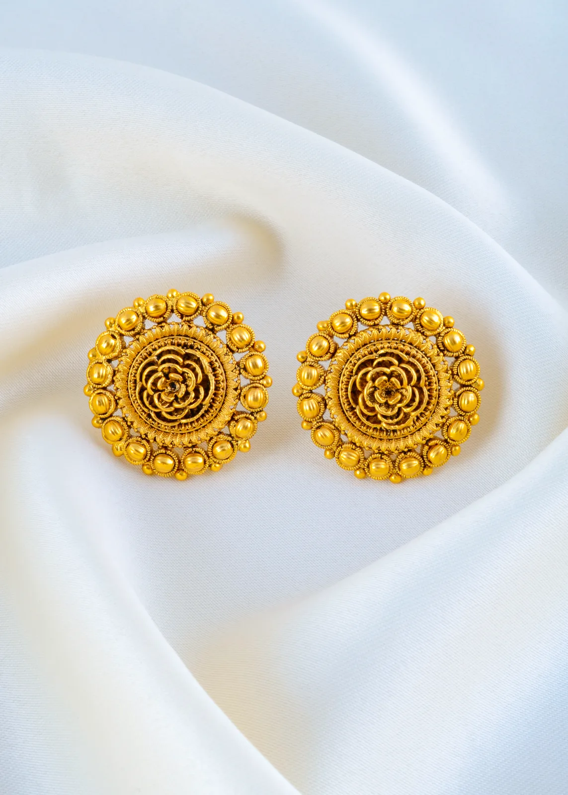 Regal-Bloom-Antique-Gold-Earrings-Antique-Gold-EAR001536a Regal Bloom Antique Gold Earrings (Antique Gold) EAR001536 - Image 1