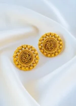 Regal Bloom Antique Gold Earrings (Antique Gold) EAR001536 - Image 2