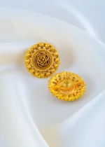 Regal Bloom Antique Gold Earrings (Antique Gold) EAR001536 - Image 3