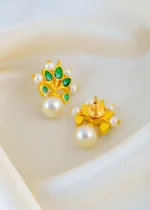 Regal Bloom Pearl Earrings (Yellow Gold) EAR001541 - Image 3