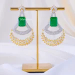 The Golden Green Sparkle Chandelier (Yellow Gold) EAR002333