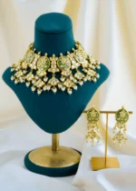 Regal Green Meenakari Kundan Polki Choker Set (Yellow Gold) NEC001583