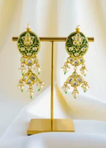 Regal Green Meenakari Kundan Polki Choker Set (Yellow Gold) NEC001583 - Image 3