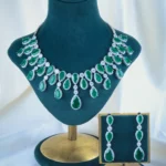 Regal Green Necklace Set (Silver) NEC001195