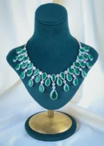 Regal Green Necklace Set (Silver) NEC001195 - Image 2