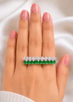 Regal Green Sparkle Ring (Silver) RING02697 - Image 4