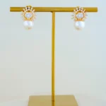 Regal Halo Pearl Earrings (Yellow Gold) EAR001827