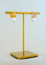 Regal Halo Pearl Earrings (Yellow Gold) EAR001827 - Image 3