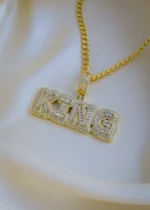 Regal King Locket with Chain for Men (Yellow Gold) NEC000888 - Image 3
