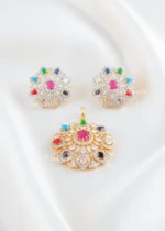 Regal Multicolor Aura Pendant Set (Yellow Gold) PSET02592