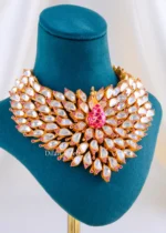 Regal Peacock Kundan Choker Set (Yellow Gold) NEC002384 - Image 3