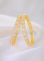 Regal Pearl Diamond Gold Bangles (Yellow Gold) BAN002314
