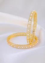 Regal Pearl Diamond Gold Bangles (Yellow Gold) BAN002314 - Image 2