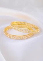 Regal Pearl Diamond Gold Bangles (Yellow Gold) BAN002314 - Image 3