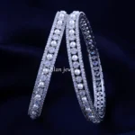 Regal Pearl Diamond Silver Bangles (Silver) BAN002315