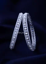 Regal Pearl Diamond Silver Bangles (Silver) BAN002315