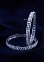 Regal Pearl Diamond Silver Bangles (Silver) BAN002315 - Image 2