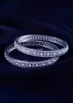 Regal Pearl Diamond Silver Bangles (Silver) BAN002315 - Image 3