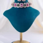 Regal Pink Gemstone Necklace Set (Yellow Gold) NEC002403